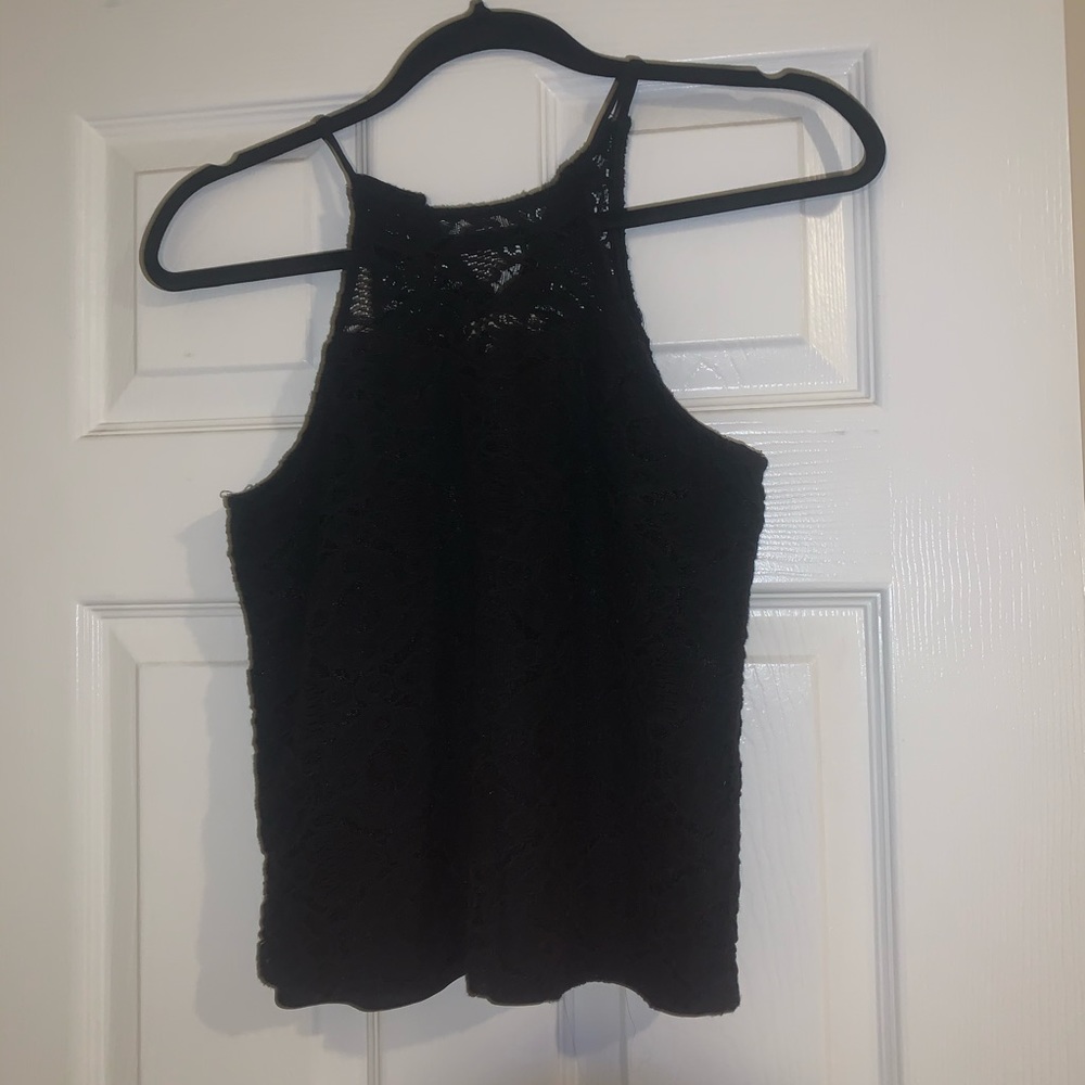 Black lace halter top